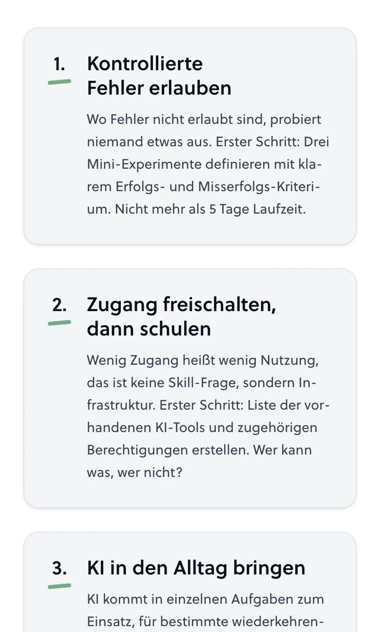 Empfehlungen mit nächsten Schritten