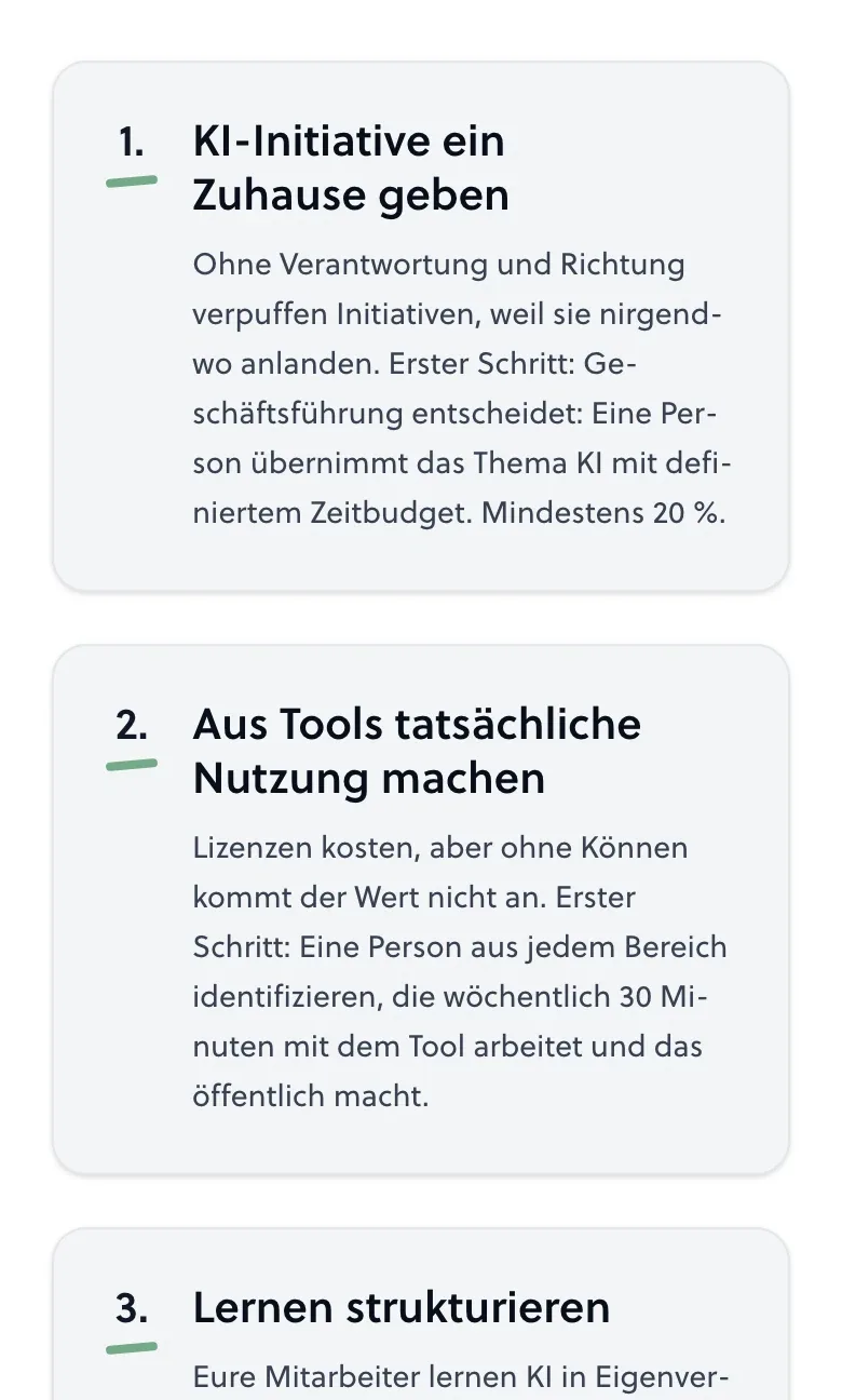 Empfehlungen mit nächsten Schritten