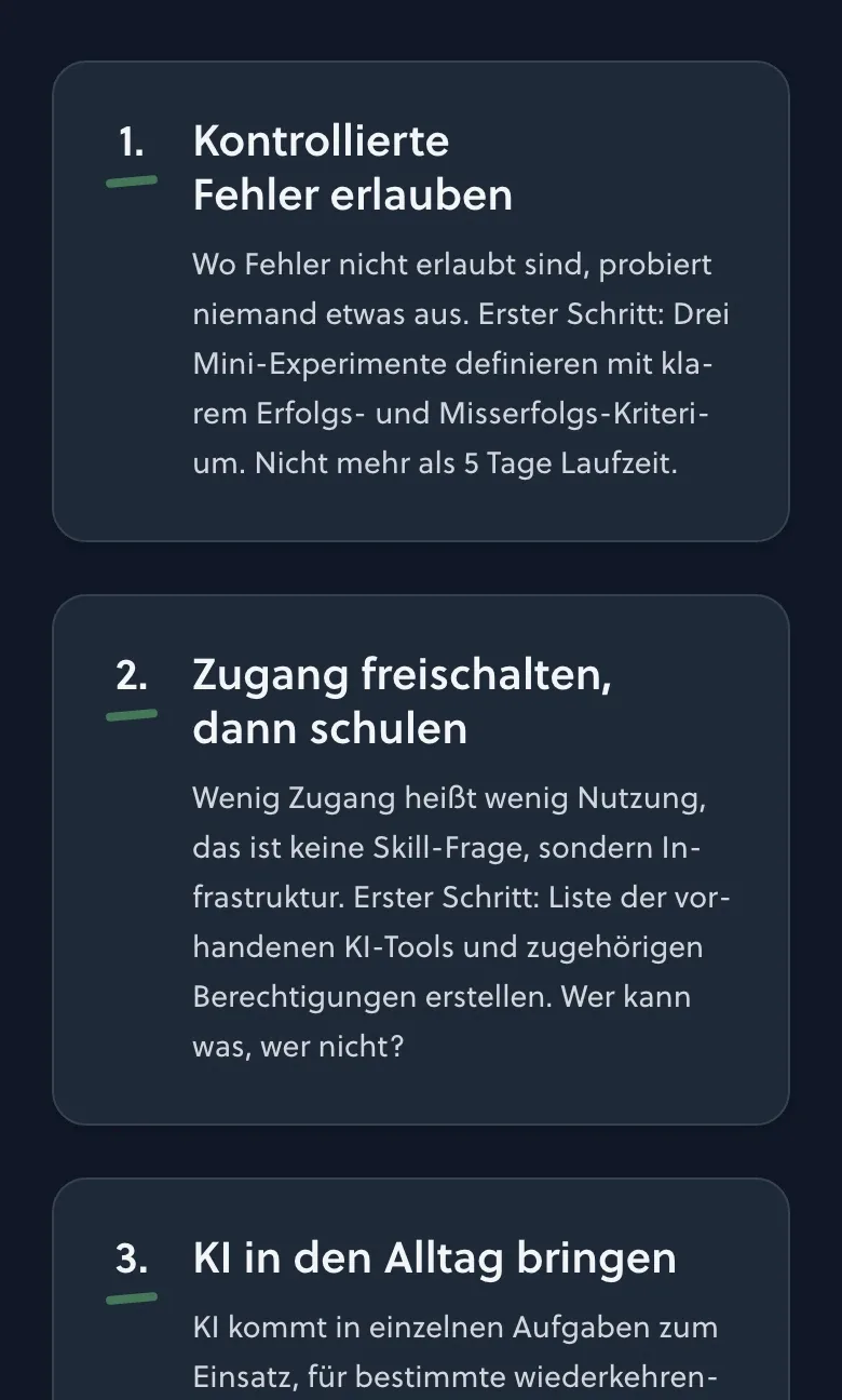 Empfehlungen mit nächsten Schritten