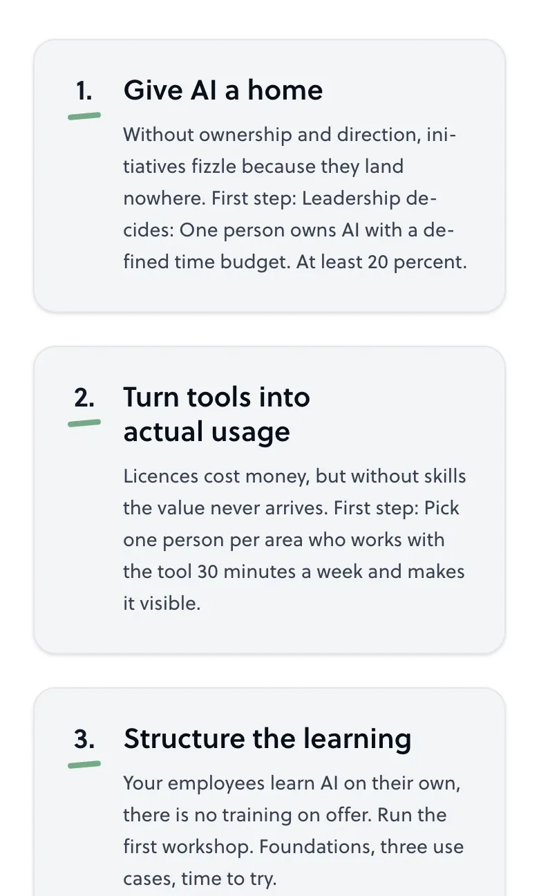 Recommendations with next steps