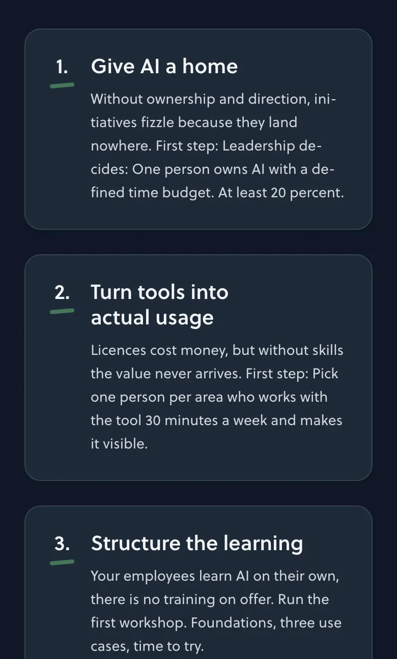 Recommendations with next steps