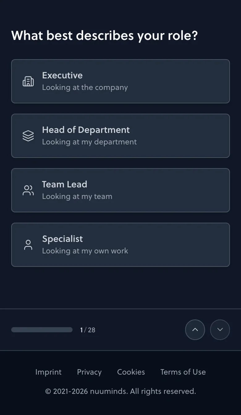 AI Readiness Check question with answer cards